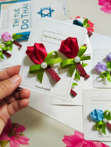 set 2 cái kẹp tóc hoa hồng( kẹp handmake xinh đẹp)