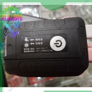 Diskon!! Adaptor/Charger Baterai Cordless Konverter Dual USB Output Port 2A + Lampu LED
