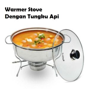 Warmer Stove Wadah Makanan Prasmanan Tempat Makan Prasmanan Dengan Tutup Kaca + Tungku Api Pemanas