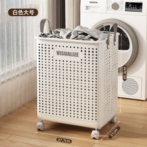 Collapsible Plastic Laundry Baskets Foldable Laundry Hamper with Handle Clothes Hamper Laundry Storage Bin with Wheels