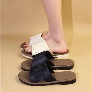 WY-XIXITIAO ins Unique One-Word Sandals Beach Casual Vacation Retro Color Block Fashion Flat Summer Outdoor Slippers