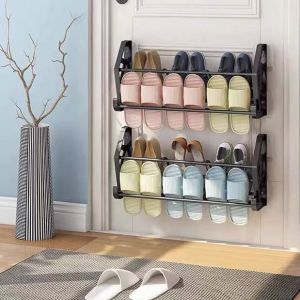 3 in 1 Bathroom Rack Door Back Shoe Rack Organizer Wall Mounted Slipper Rack Organizer Foldable