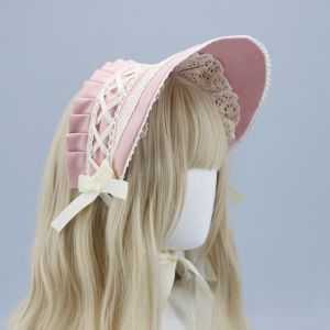 MMLUCK Cung tên Mũ Bonnet Lolita Phong cách Pastorale Ruffle Mũ ren Hội chợ Phục Hưng Tuyệt đẹp Mấn đội đầu thời Victoria Trang phục dự tiệc