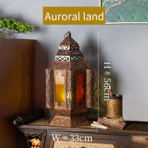 โคมไฟตั้งโต๊ะ-ตั้งพื้น สไตล์เอเชียตะวันออกเฉียงใต้-รีโทร แนว Zen เหล็กดัดสร้างสรรค์ ไฟบรรยากาศสำหรับห้องนอน ห้องทำงาน และหัวเตียง