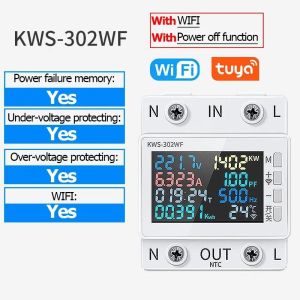 8 in 1WiFi Smart Power Meter Over Under Voltage Protection Relay Switch Circuit Breaker Energy KWh Temperature Meter Smart Life