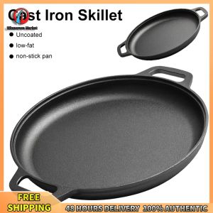 Winnereco Cast Iron Skillet Pan Non-Stick Durable Cooking Pot for Pancakes Pizzas Steaks and Roasts in Black 30cm