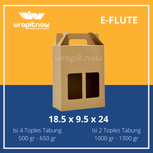 (Isi 20 pcs) BOX EFLUTE 18.5x9.5x24 / Dus Toples 650 gram Dus Toples 1300 gram Hampers Toples Lebaran Natal Imlek Gable Box Dus Jinjing Dus Lubang Jendela Paper Bag Premium