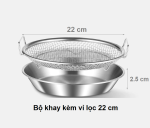 Khay kèm vỉ lưới inox thoát dầu nhanh và sạch  | Lọc dầu & nước sử dụng đa năng  | Phù hợp cho chiên rán thức ăn nồi chiên lò nướng