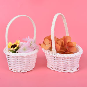 [Mariannes] ตะกร้าผ้าทอพลาสติกขนาดเล็ก1ชิ้นกระเป๋าปิคนิคสำหรับใส่ชาหวาย