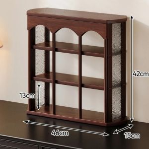 FFBH Nordic Bamboo Storage Holders Desktop Luxury Retro Cup Storage Rack Strong Durable Perfume Display Shelf Racks Home Supplies 5B9Z4