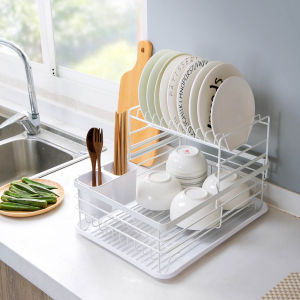 CNMF Sink Countertop Storage Rack Kitchen Supplies Drain Rack Bowl Iron Cupboard 42x32x26cm