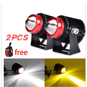 Motorcycle LED Daytime Running Spotlights - Safer Driving at Night with Three Lighting Modes Dual Color Yellow White