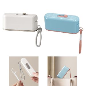 Hộp Tăm Chỉ Nha Khoa Tự Động Mini Du Lịch Có Dây Treo | Nhả 1 Tay | Bản Có Gương & Không Gương
