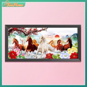 【Fast Delivery】 Cotton Thread Embroidery Kit Animals Horse Printed Cross Stitch Handcraft Decor 【Arrive 1-3 Days】