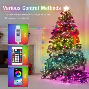 NOVAWEAR Bluetooth Music Control LED Bluetooth Fairy Lights Dreamcolor Changing App Remote Control Music Sync LED Lights Sting Light Design Adjustable RGBIC USB LED Strip Christmas Tree Decor