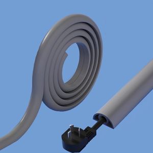 2m Rubber Floor Cord Cover Protector - Cable Concealer for Office and Home Flexible Cable Management Strip Ground Channel Protective Cover Anti-Trip Wire Hider