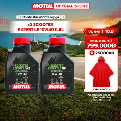 Combo 2 Dầu nhớt xe tay ga MOTUL SCOOTER EXPERT LE 10W40 0.8L