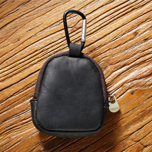 Original Japanese Youth Coin Bag Crazy Horse Real Leather Small Wallet Coins Purse Zipper Shell Bags Bluetooth Headphone Keys Cases Holders