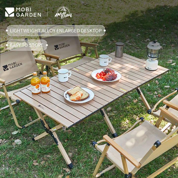 MOBI GARDEN Camping Folding Aluminum Table Egg Roll Table