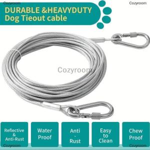 [COD] Cozyroom Double-headed Dog Tie Out Cable Leash raction Rope With Metal Buckle Steel Wire Anti-rust Training CollarOutdoor Dogs Strap