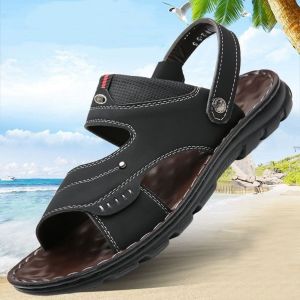 Malaysia Ready Stock Mens Sandals Middle aged Dads Shoes Casual Leather Sandals Size: EU: 39-45