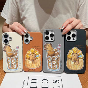 Cute Capybara PU Leather Case for OPPO Reno 13 12 11 10 Pro Reno 11F 12F Reno 6 Reno 5 Light Thin Retro Simple Shockproof Cover