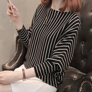 Womens Top Autumn Korean Bat Shirt Loose Lantern Sleeved Top Casual Long Sleeve T-shirt