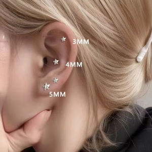 Minwen 316L Stainless Steel Helix Star Earrings Women 1pc Trend Zircon Lobe Rook Cartilage Ear Jewelry Body Accessories