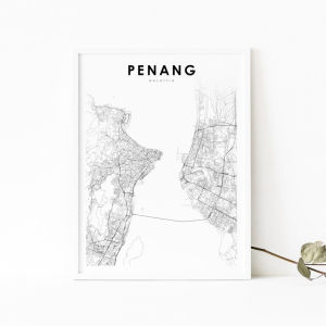 PENANG Map Malaysia Map Print Art Poster Map Art Poster city street road map