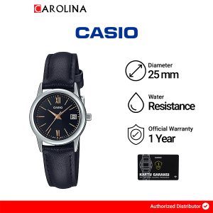 Jam Tangan Wanita Casio LTP-V002L-1B3 Analog Black Leather Band