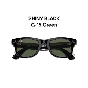 Ray-Ban Meta AI Glasses Gen 1 Wayfarer Matte Black Polar Gradient Graphite & Shiny Black G15 Green AI Integration Comfortable Fit with Hands-Free Capture & Open-Ear Audio