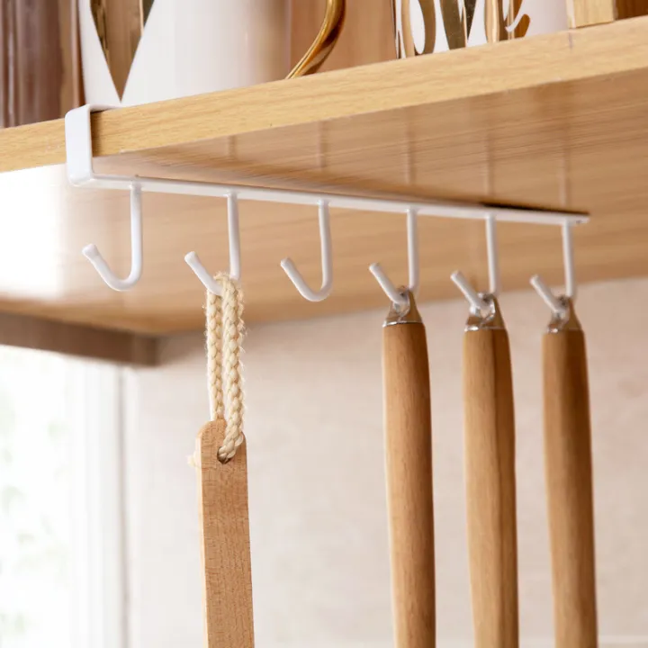 Hooks Hanger Storage Rack Cupboard Hanging Coffee Cup Organizer Closet  Clothes Shelf Wardrobe Glass Mug Holder Kitchen supplies home storage