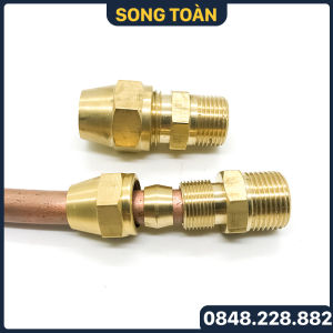 Đầu Nối Ren Ngoài Hạt Bắp Đồng Bộ Nối Hạt Bắp 1 Đầu Ren Ngoài 1 Đầu Côn Lõm Hạt Bắp NPT Nối Ống Đồng Ống PU