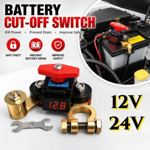 12-24V Car Battery Cut Off Switch 360° Rotatable Automatic Circuit Breaker with Digital Display