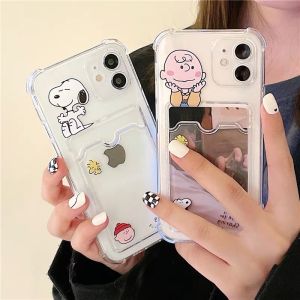 เคสไอโฟน เคส iPhone กันกระแทกเคสใส่บัตร เคสซิลิโคนใส เคสใสทรงสี่เหลี่ยม7/8/6 12/12pro 11/13 /13promax เคสใส่บัตร#443