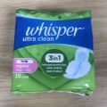 Băng vệ sinh WHISPER Ultra Clean 24cm - bvs Bịch 10 Miếng / Whisper Wing Regular Flow cánh loại dày 10 miếng - Mun Fashion Shop. 