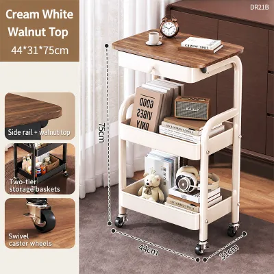 2in1 Mobile Table Sofa Side Rack Kitchen Trolley Bedroom Storage Cart Mobile Bedside Table Mobile Coffee Table