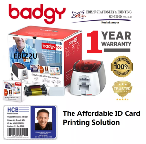 Badgy 100 ID Card Printer (The affordable card printing solution) White Border printing (ID Card Member Card Student Card Discount Card)
