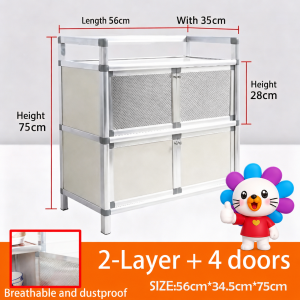 COHF Beige Ivory Dish Storage Cabinet Kitchen Space Saver Aluminum Alloy Home Furniture Large Capacity Organizer Modern Dust Proof Sideboard Rack