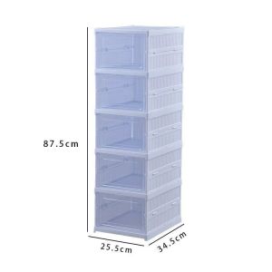 ❣️SPACEIDEAS❣️5 Tiers Foldable & Stackable Shoes Box Big Capacity Shoe Organizer Stackable Storage Boxes Folding Shoe Box Shoe Rack Shoes Case Sneakers Transparent Door Plastic Case Sneakers Showcase Sneakers Storage Box Sneaker Box Shoes Cabinet