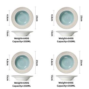 OMK Nordic Style Stoneware Dinnerware Set Dinner Plate 9 inch Pasta Bowl Salad Deep Plate