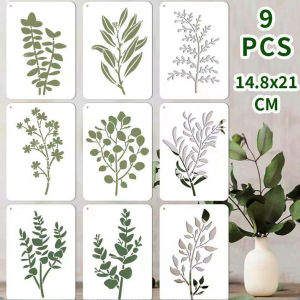 9pcs DIY Hollow Plant Painting Stencils Drawing Template Painting Board