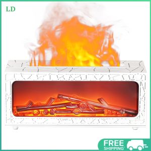 COD [Free Shipping] Fireplace Flame Essential Oil Diffuser 7 Colors Cool Mist Humidifier with Timer Aromatherapy Diffuser for Bedroom Living Room Office
