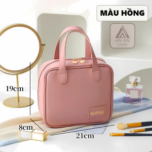 Túi Đựng Mỹ Phẩm Đồ Trang Điểm Du Lịch Da PU Mềm Dáng Vuông Sang Trọng