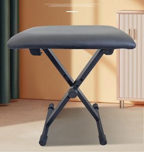 Ghế Gấp Gọn Ngồi Đàn Piano Organ Tăng Giảm Chiều Cao 3 Cấp Độ Màu Đen Sơn Tĩnh Điện Bọc Da Simili Siêu Êm