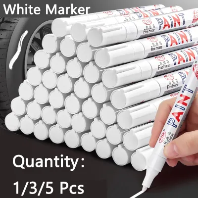 5pcs White Marker Pens set 2.0mm Oily Waterproof White Gel Pen DIY Graffiti Sketching Marker Stationery W