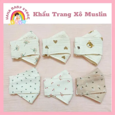 Khẩu Trang Xô Cho Bé Vải Xô Muslin Thoáng Khí - Điều Chỉnh Được Dây Đeo