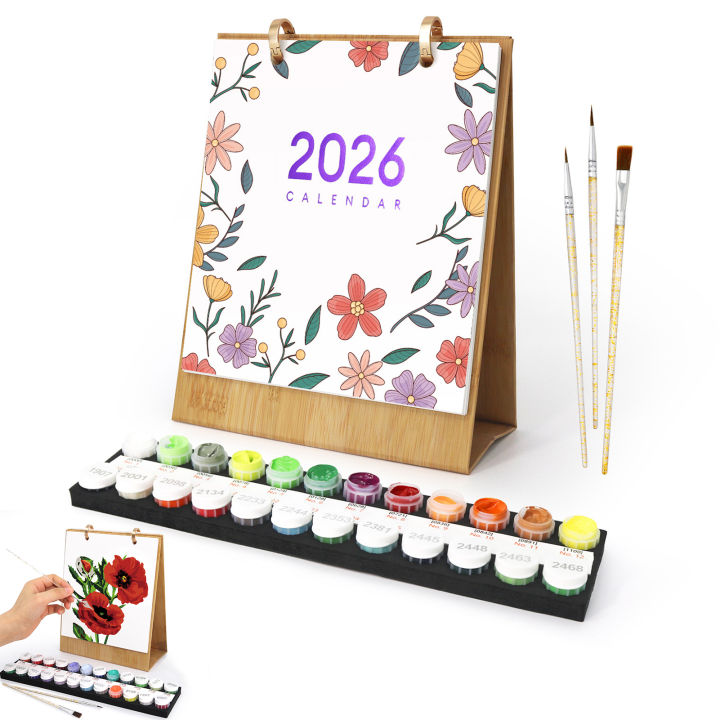 2026 Calendar Digital Painting Supplies 2026 Water-resistant Desk ...