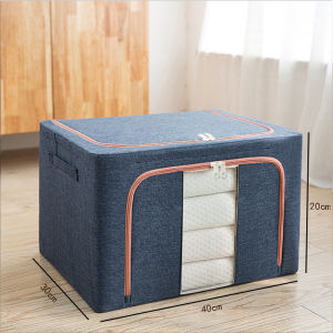 kotak penyimpanan besar dapat melipat kerangka baja kotak oxford untuk membongkar organisasi pakaian kotak penyimpanan lemari pakaian plastik