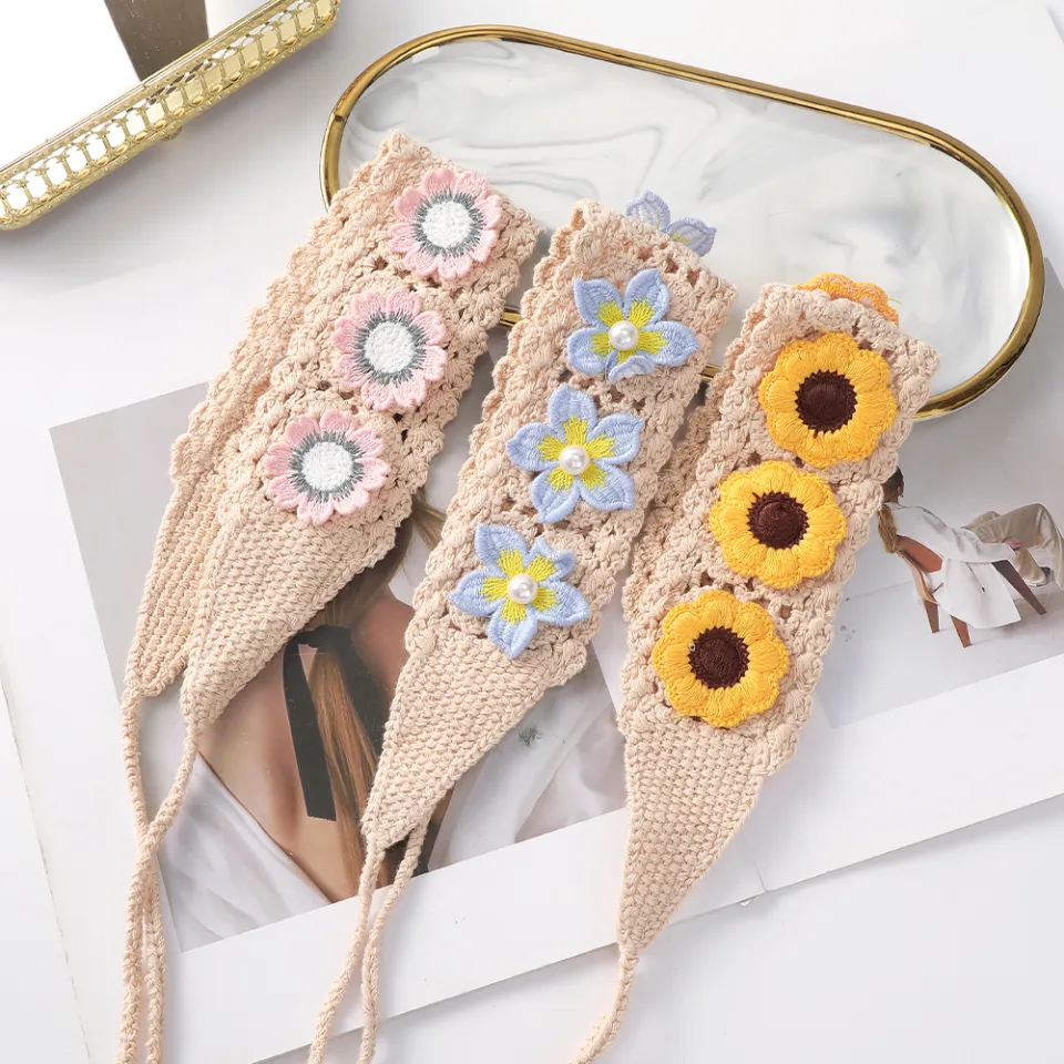 1pc Fashion Headband Crochet Small Fresh Triangle Scarf Binding